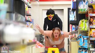 Aroused big beautiful woman has sex at a convenience store