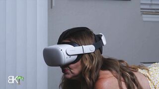 Stepbrother's VR game turns into a real-life threesome with a stupid stepmom