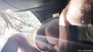 A teenage girl discovers me masturbating in a car on a hiking trail and gives me a handjob