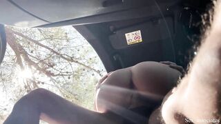 A teenage girl discovers me masturbating in a car on a hiking trail and gives me a handjob