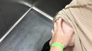 Secretly filmed public sex with a stranger's wife in an elevator